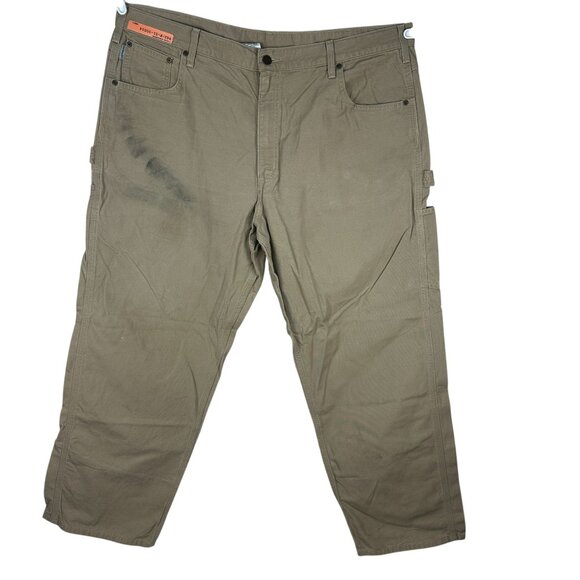 Carhartt Mens Loose Fit Canvas Carpenter Pants Khaki Utility Workwear Size 42X30 - Picture 1 of 12